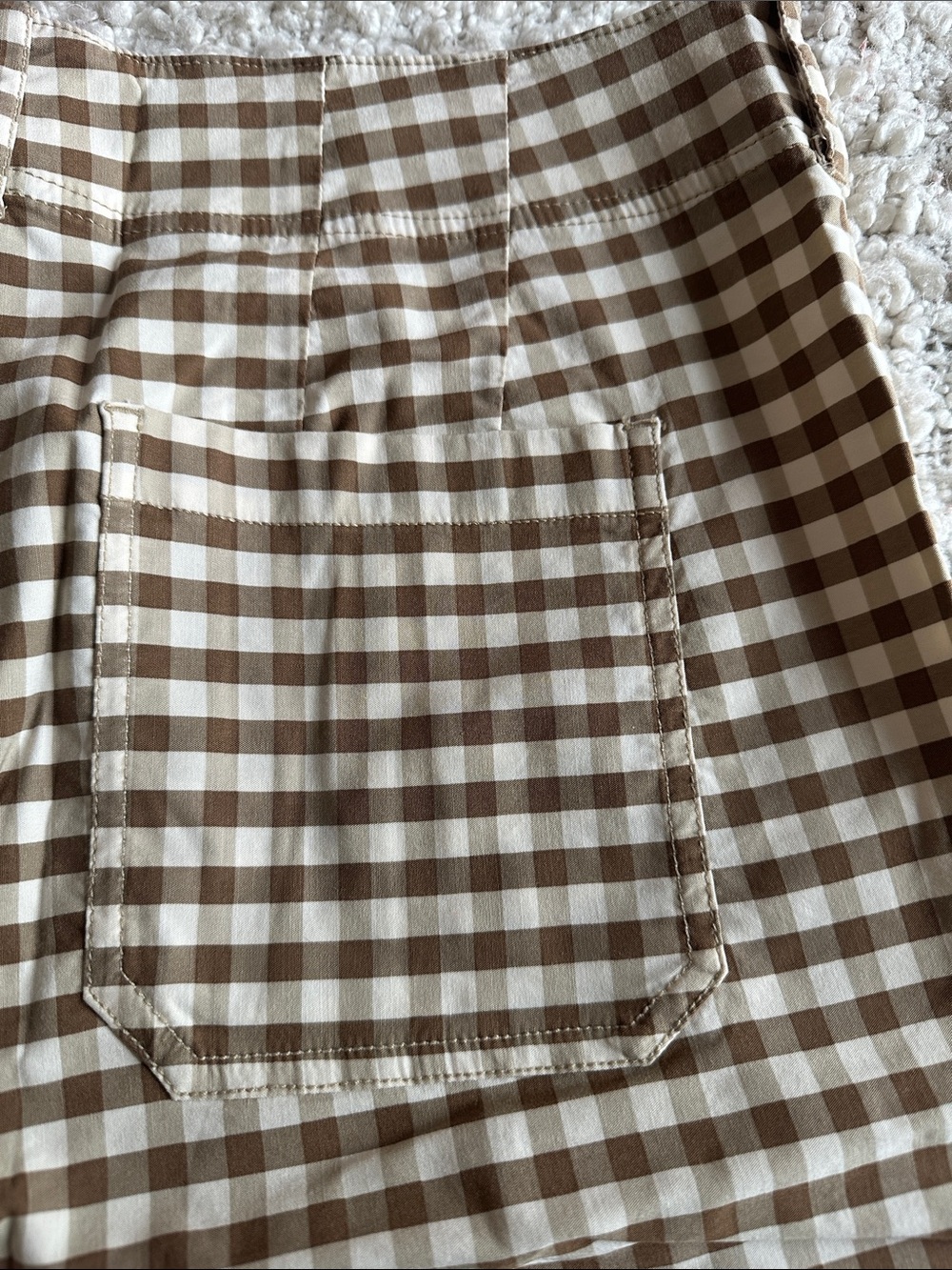 Anthropologie Maeve Margot Kick Flare Brown and Cream Gingham Cropped Pants - Picture 5 of 6